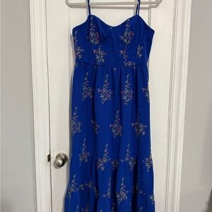 Betsey Johnson Royal Blue Dress with Floral Embroidery